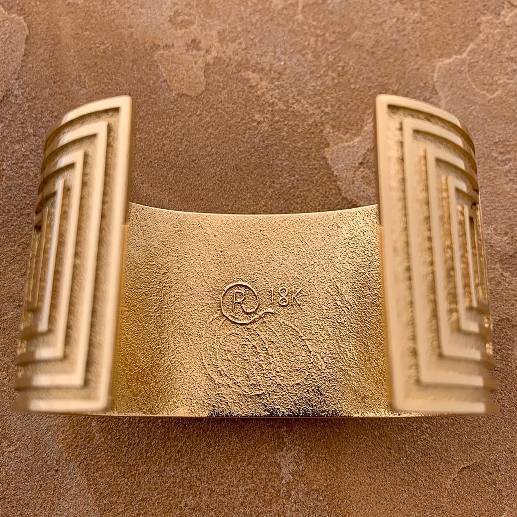 Ric Charlie 18 k Gold Tufa Cast Bracelet with Gem Grade Sugilite
