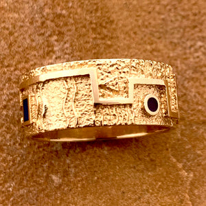 SOLD Ric Charlie Gold Tufa Cast Inlaid Ring