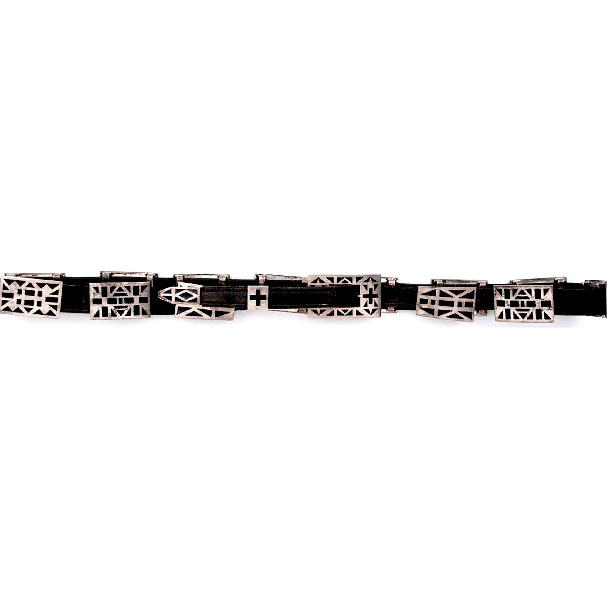 Large Silver Concho with Black Jet Inlay