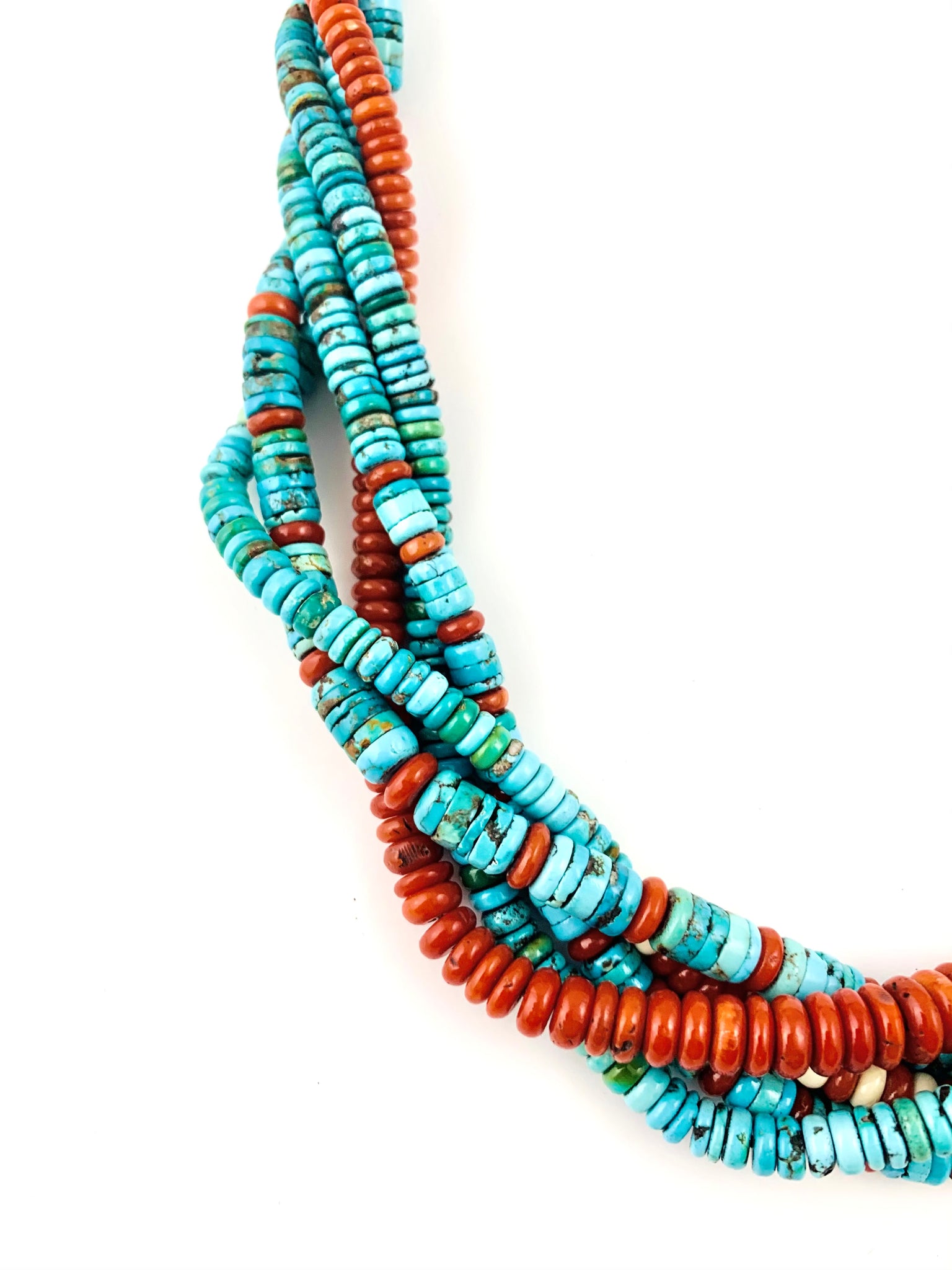 SOLD Larry Vasquez - Hand Rolled Turquoise, Coral, and Ivory
