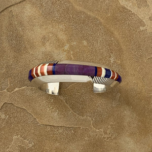 Gibson Nez Silver Bracelet with Lapis, Sugilite, Ivory, and Coral