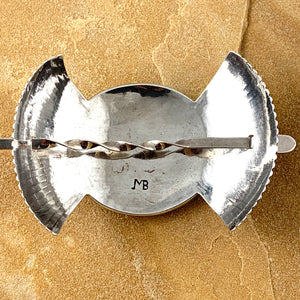 Johnny Mike Begay Silver Hair Barrette with Turquoise Center Cabochon