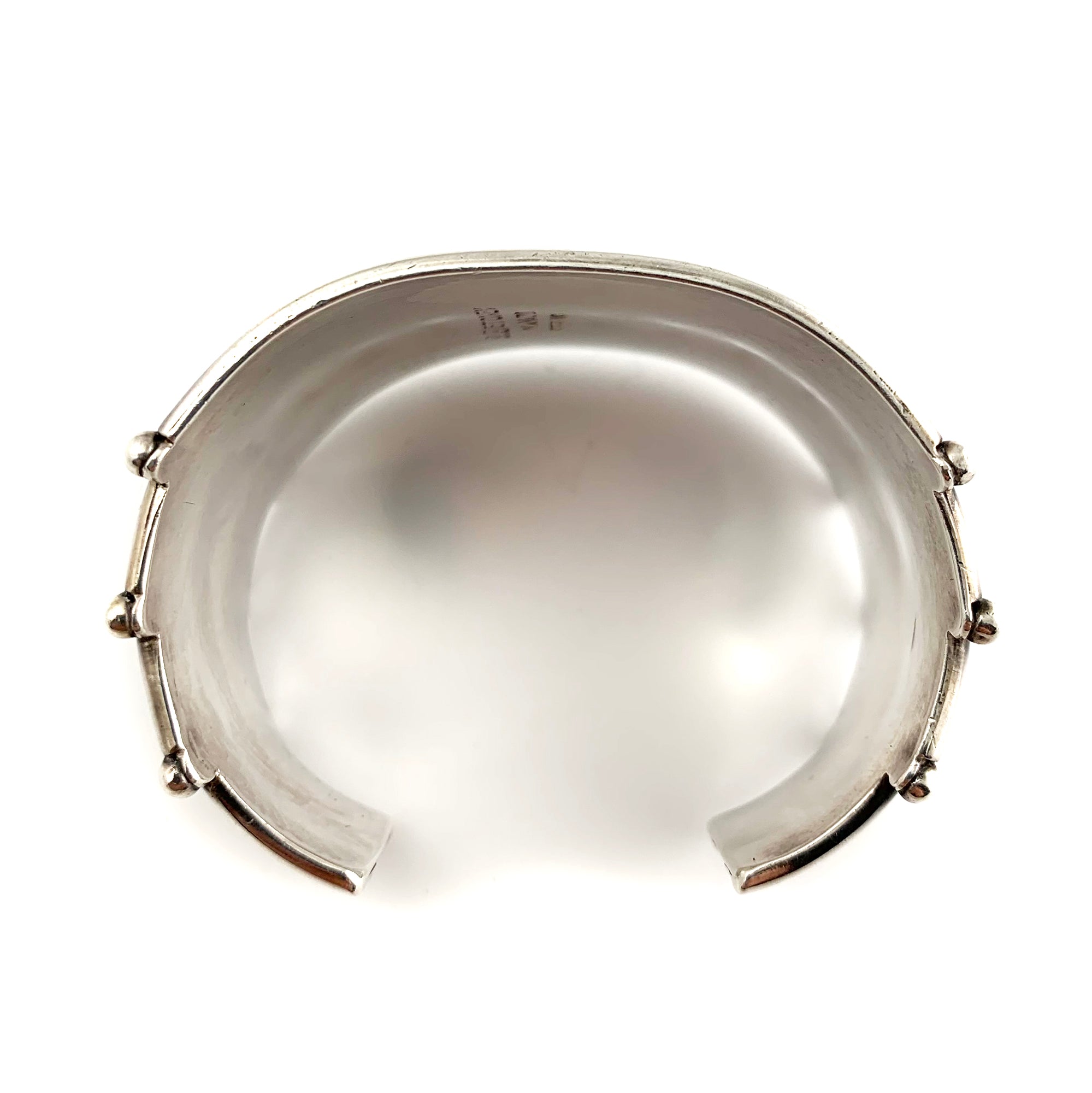 Billy Betoney Silver Cuff Bracelet With Turquoise Cabochons