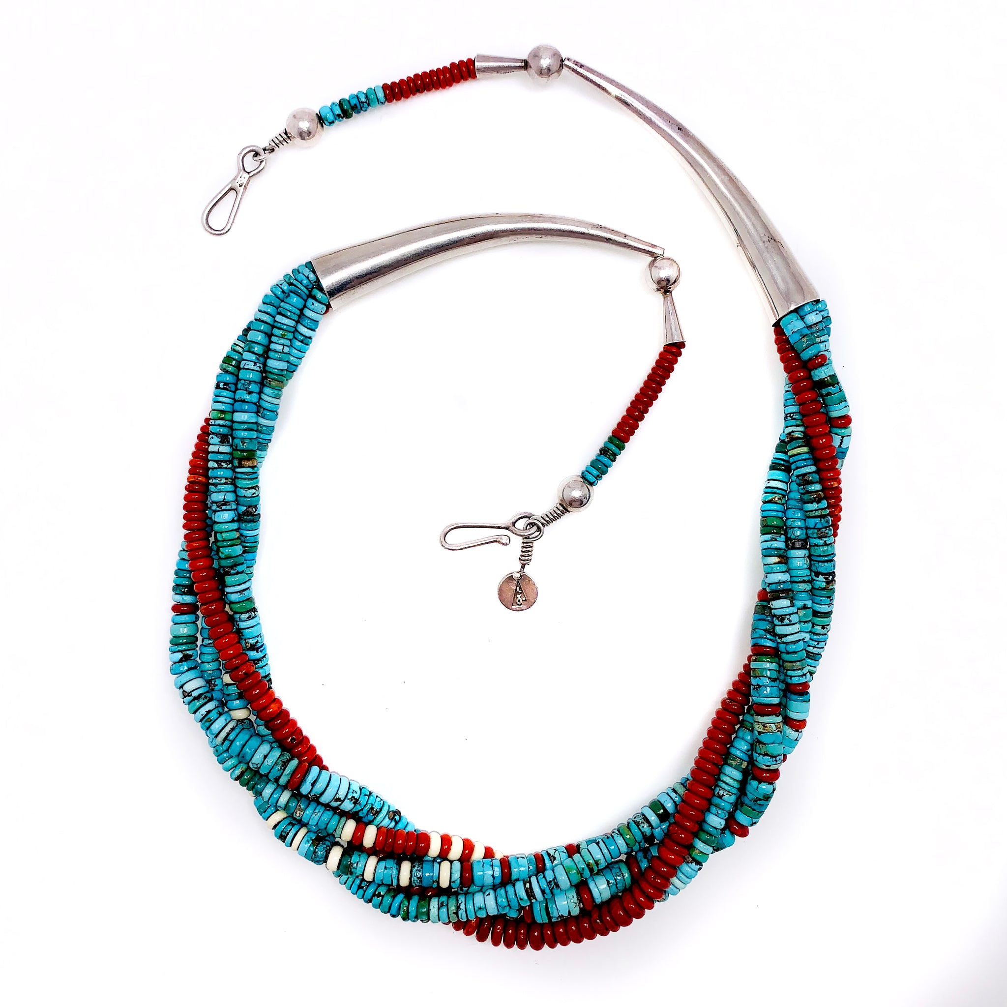 SOLD Larry Vasquez - Hand Rolled Turquoise, Coral, and Ivory
