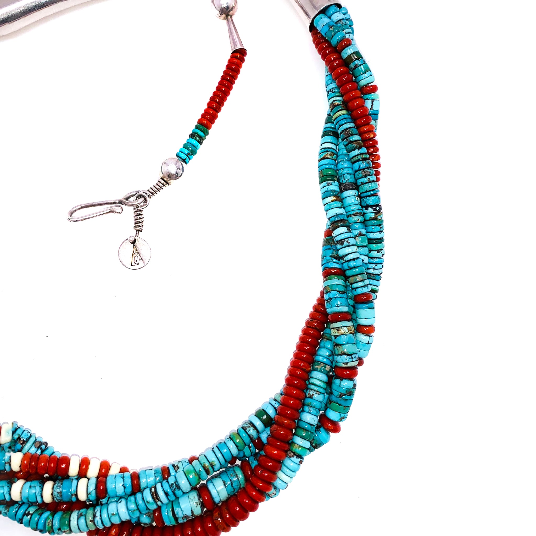 SOLD Larry Vasquez - Hand Rolled Turquoise, Coral, and Ivory