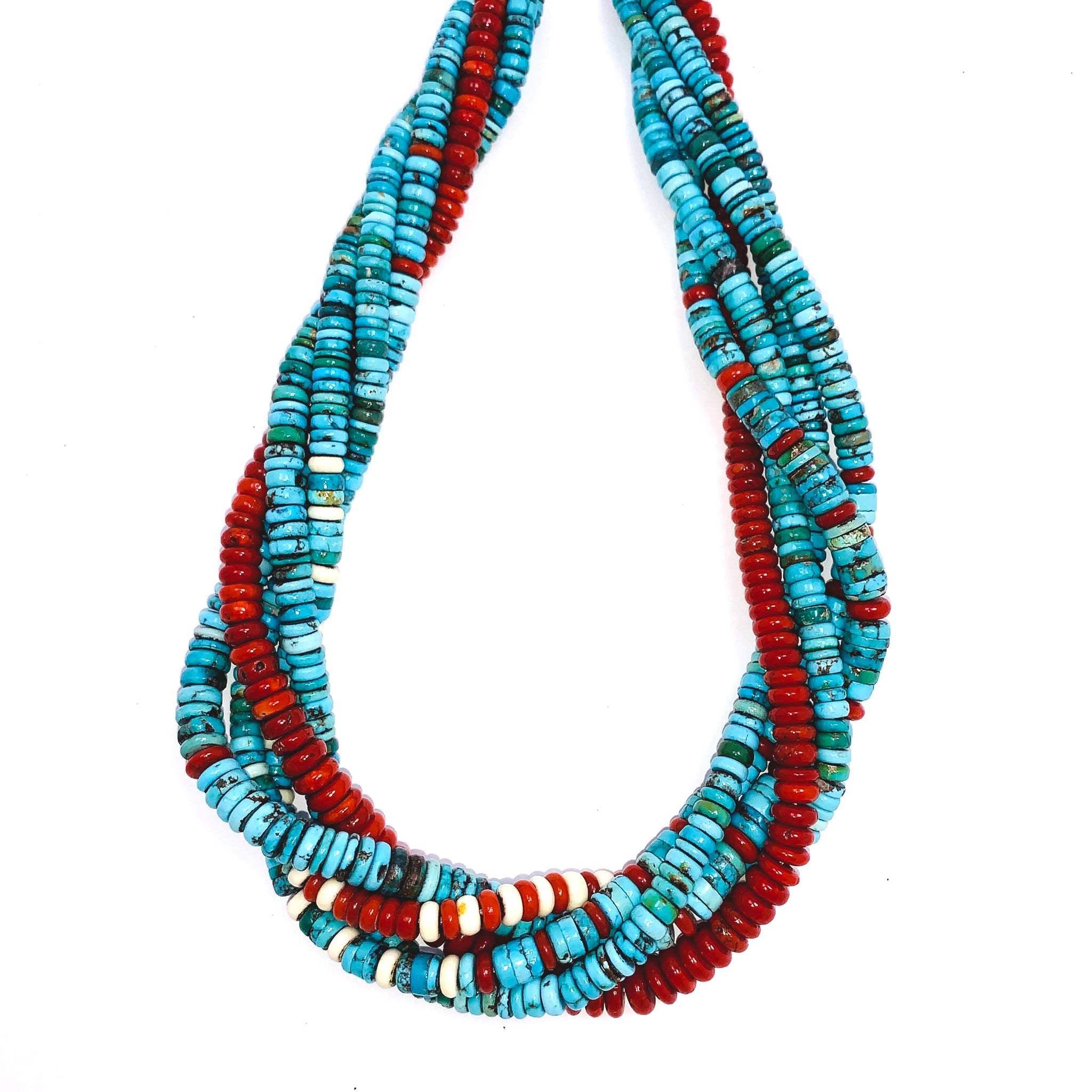 SOLD Larry Vasquez - Hand Rolled Turquoise, Coral, and Ivory