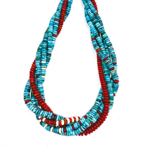 SOLD Larry Vasquez - Hand Rolled Turquoise, Coral, and Ivory