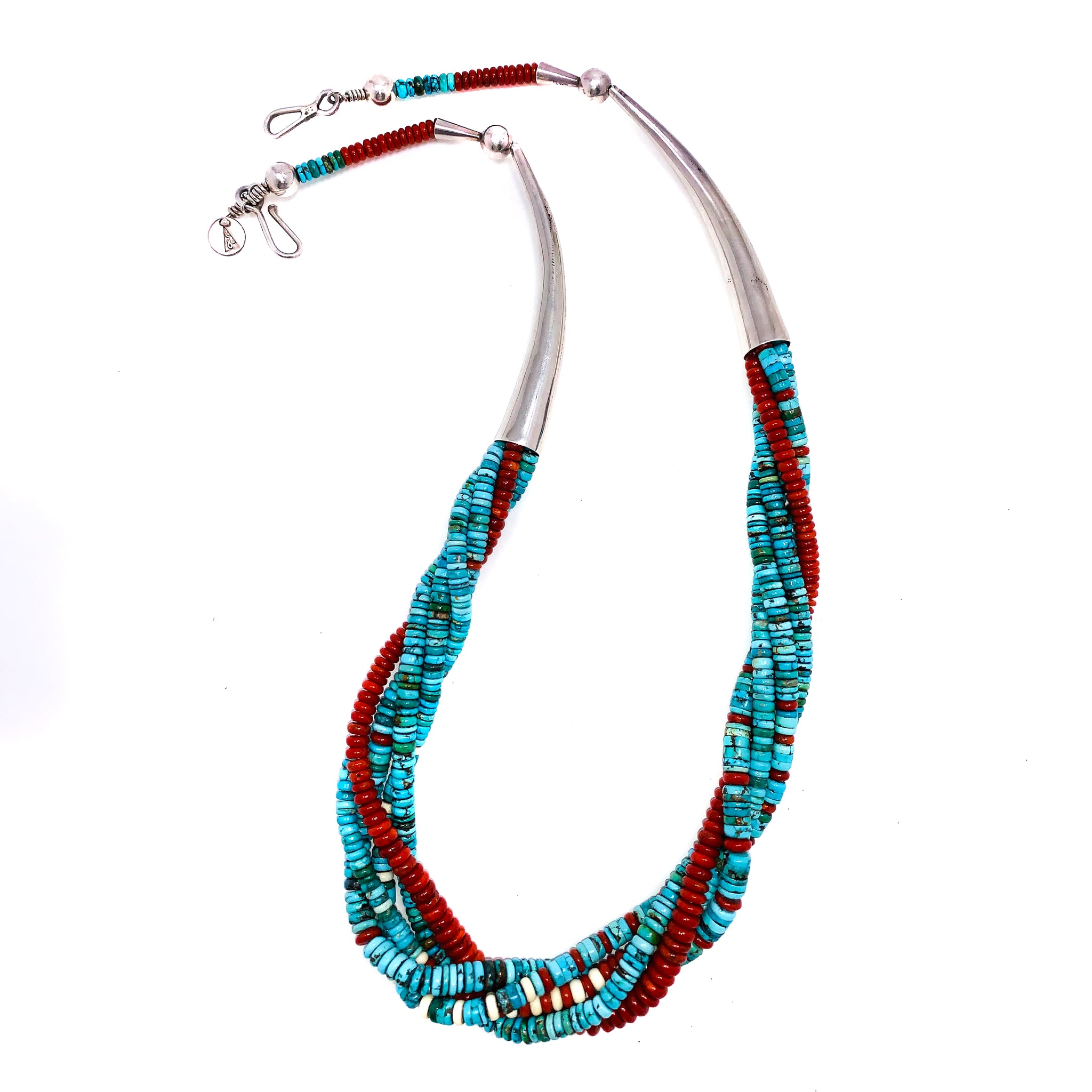 SOLD Larry Vasquez - Hand Rolled Turquoise, Coral, and Ivory
