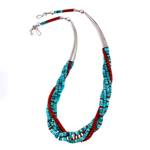 SOLD Larry Vasquez - Hand Rolled Turquoise, Coral, and Ivory