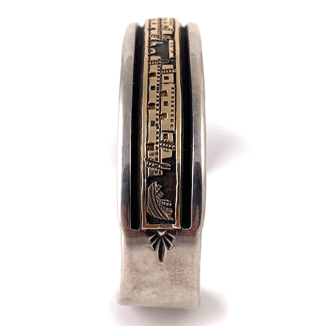 Bruce Morgan Silver and 14k Gold Bracelet - Pueblo Home design