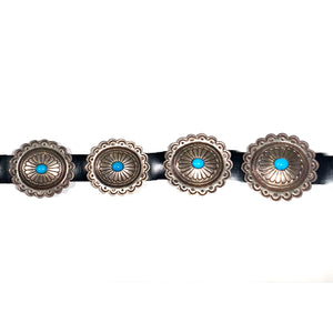 Silver Concho Belt with Sleeping Beauty Turquoise