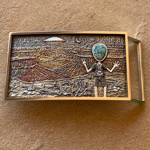 SOLD - Ric Charlie Sterling Silver Tufa Cast "Visitor" Buckle