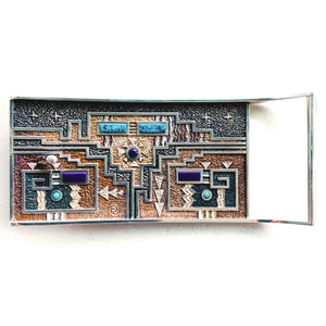 SOLD Silver Belt Buckle 2-sided design and Bisbee Turquoise