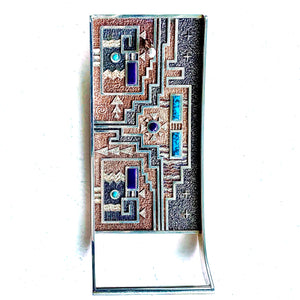 SOLD Silver Belt Buckle 2-sided design and Bisbee Turquoise