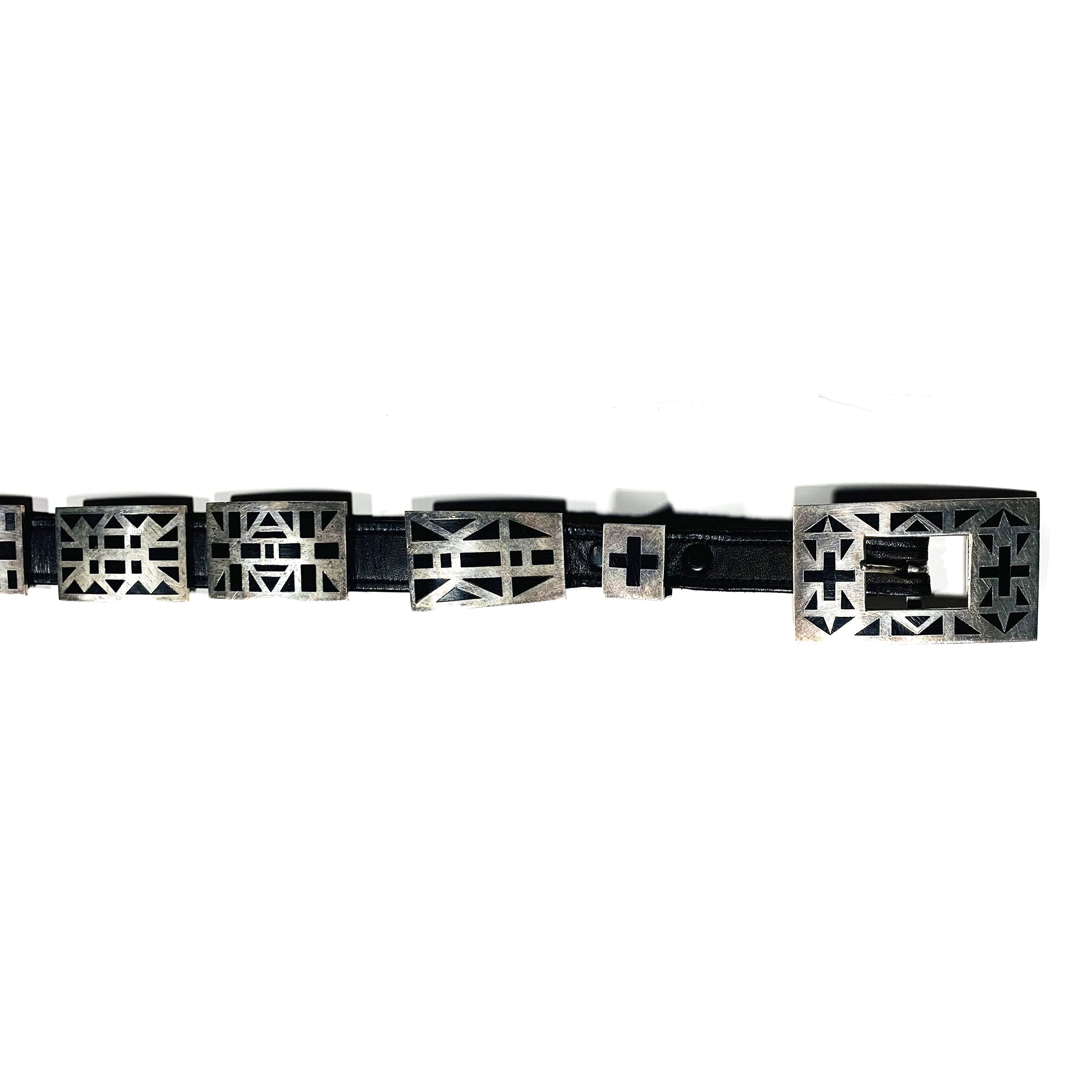 Large Silver Concho with Black Jet Inlay