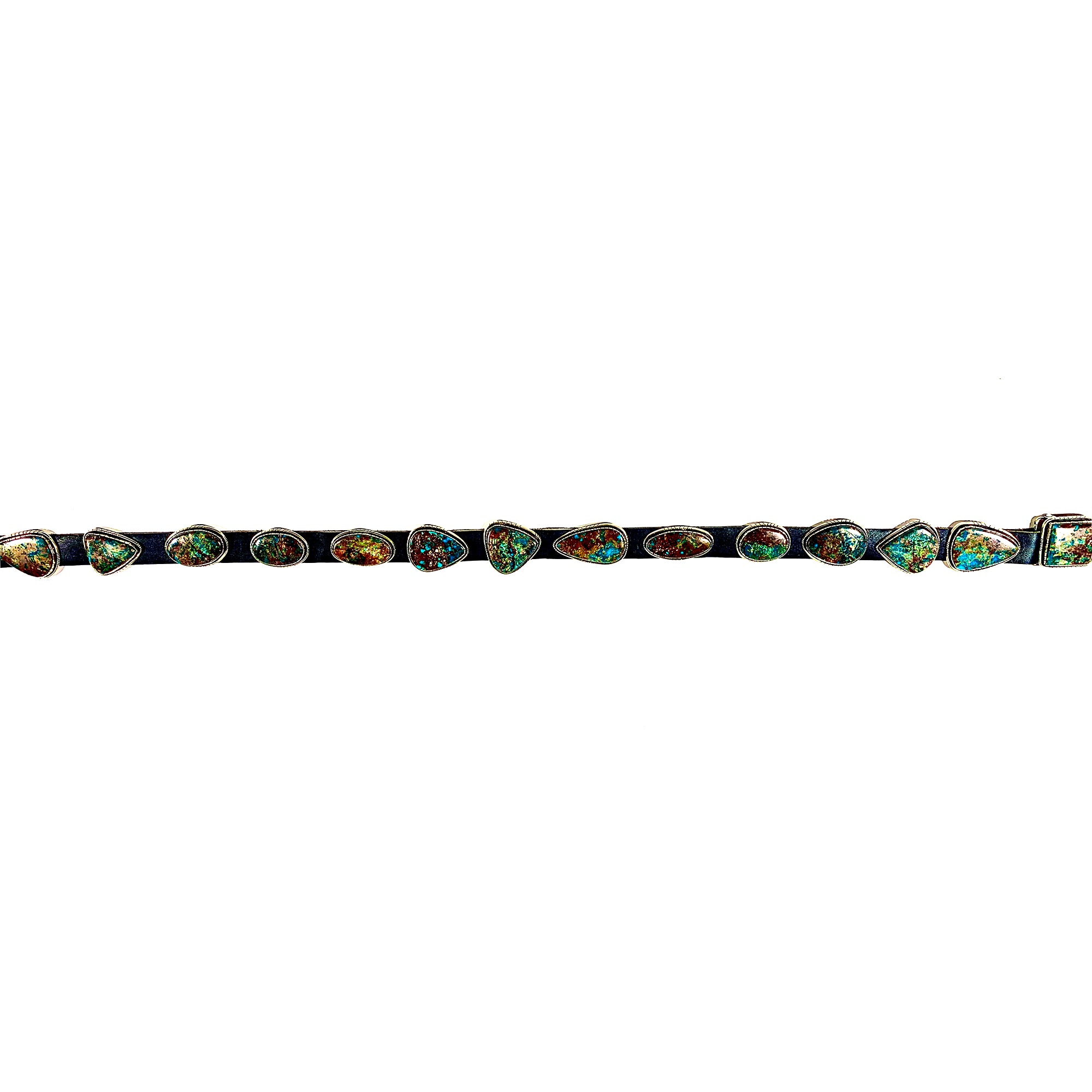 Bisbee Turquoise Silver Concho Belt