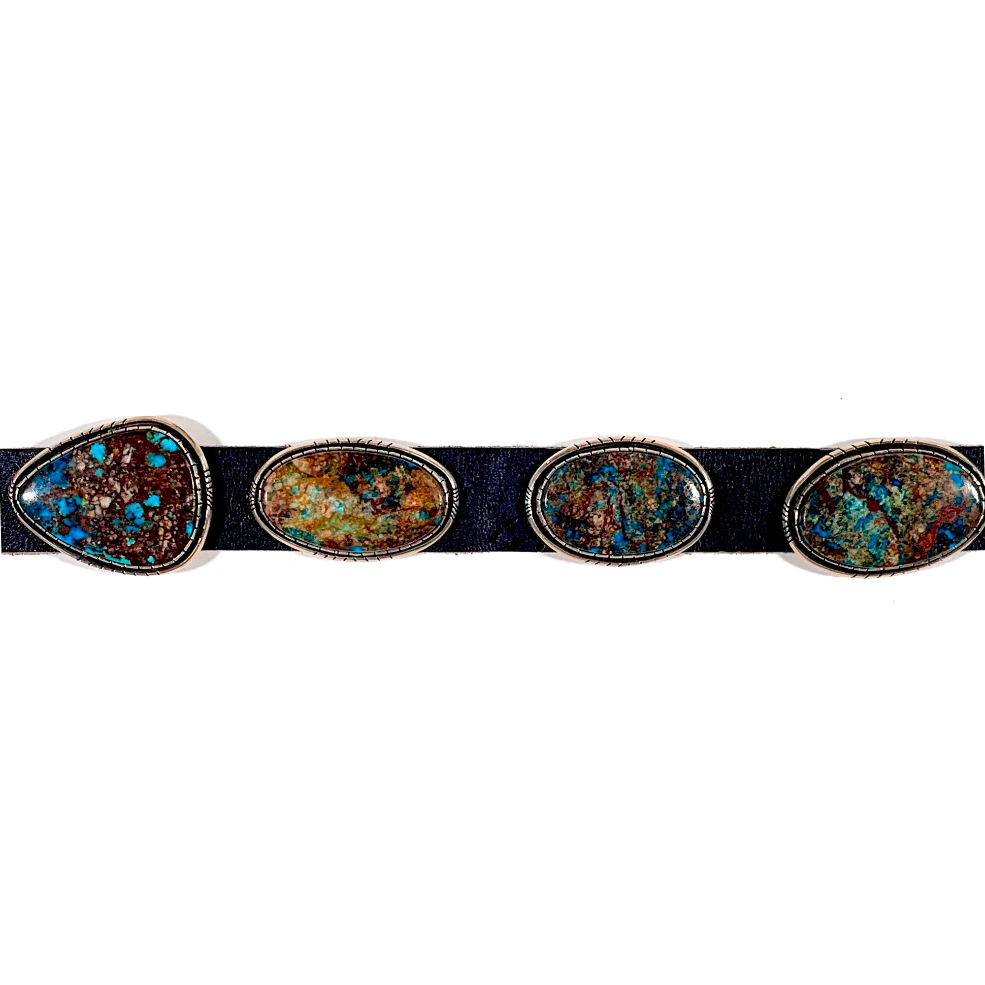 Bisbee Turquoise Silver Concho Belt