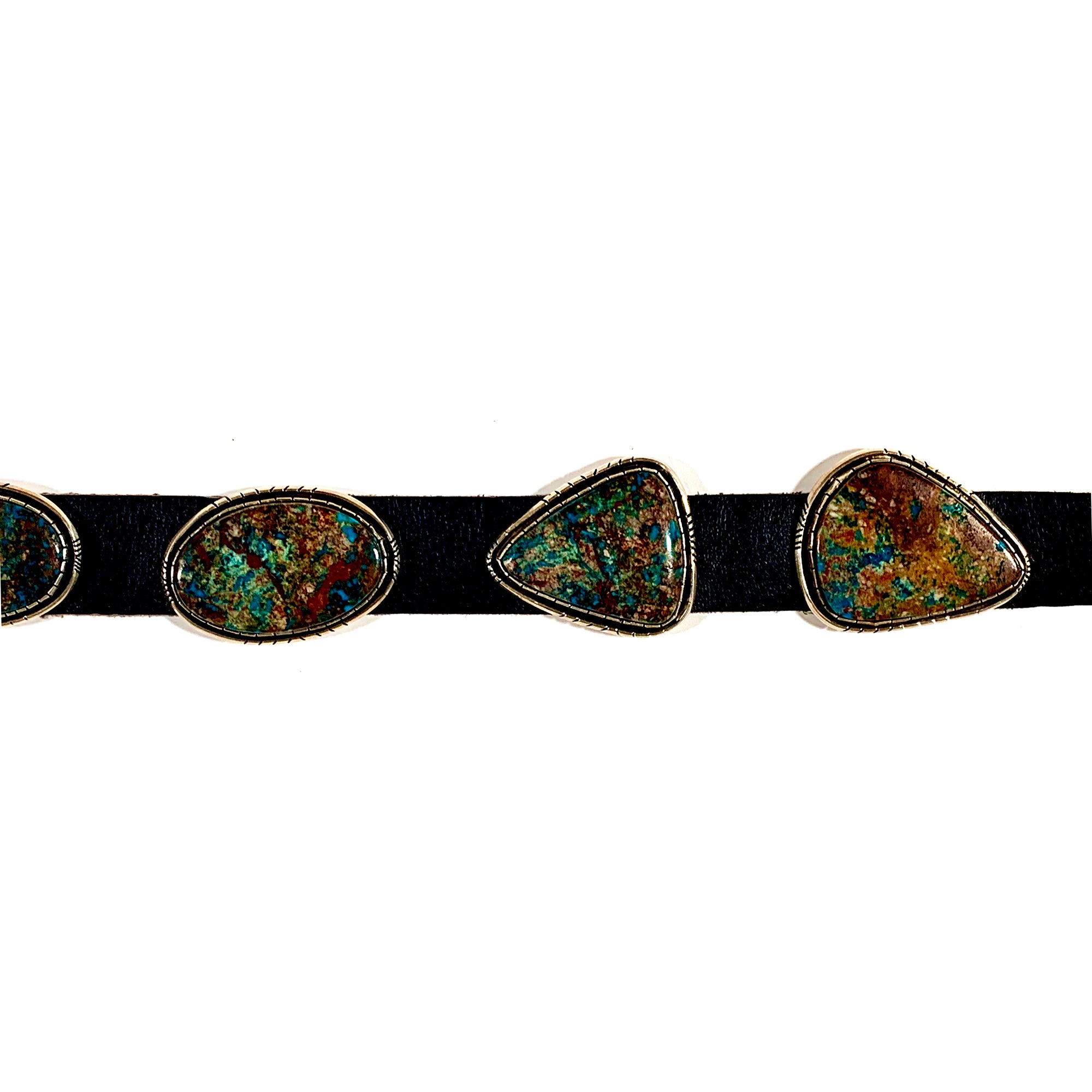 Bisbee Turquoise Silver Concho Belt